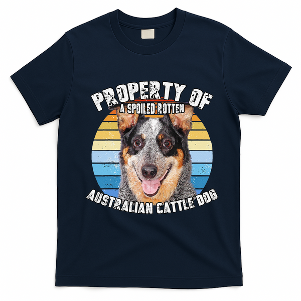 Australian Cattle Dog Blue Retro Property Of Cute Dog T-Shirt - Navy Blue