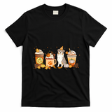 Aussie Coffee Pumpkin Spice Dog Lovers Fall Thanksgiving Funny Gift T-Shirt - Black
