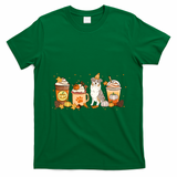 Aussie Coffee Pumpkin Spice Dog Lovers Fall Thanksgiving Funny Gift T-Shirt - Irish Green