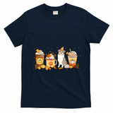 Aussie Coffee Pumpkin Spice Dog Lovers Fall Thanksgiving Funny Gift T-Shirt - Navy Blue