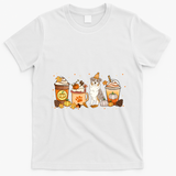 Aussie Coffee Pumpkin Spice Dog Lovers Fall Thanksgiving Funny Gift T-Shirt - White