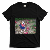 Apple Dog Meme Funny Dog With Apple In Mouth Funny Brainrot T-Shirt - Black