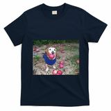 Apple Dog Meme Funny Dog With Apple In Mouth Funny Brainrot T-Shirt - Navy Blue