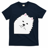 American Eskimo Dog Peeking From Side Cute American Eskimo T-Shirt - Navy Blue