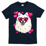American Eskimo Valentines Day Heart Dog Lover T-Shirt - Navy Blue