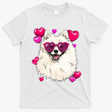 American Eskimo Valentines Day Heart Dog Lover T-Shirt - White
