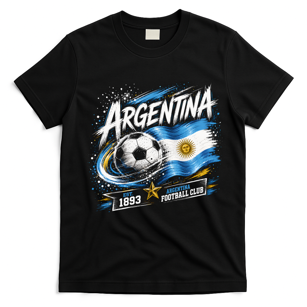 Argentina Football Club Vintage Soccer T-Shirt - Black