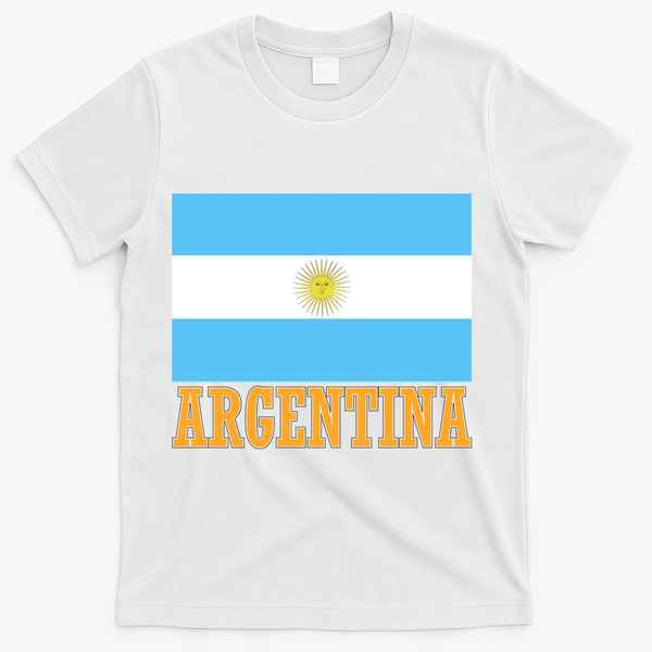 Argentina Flag Graphic Vintage T-Shirt - White