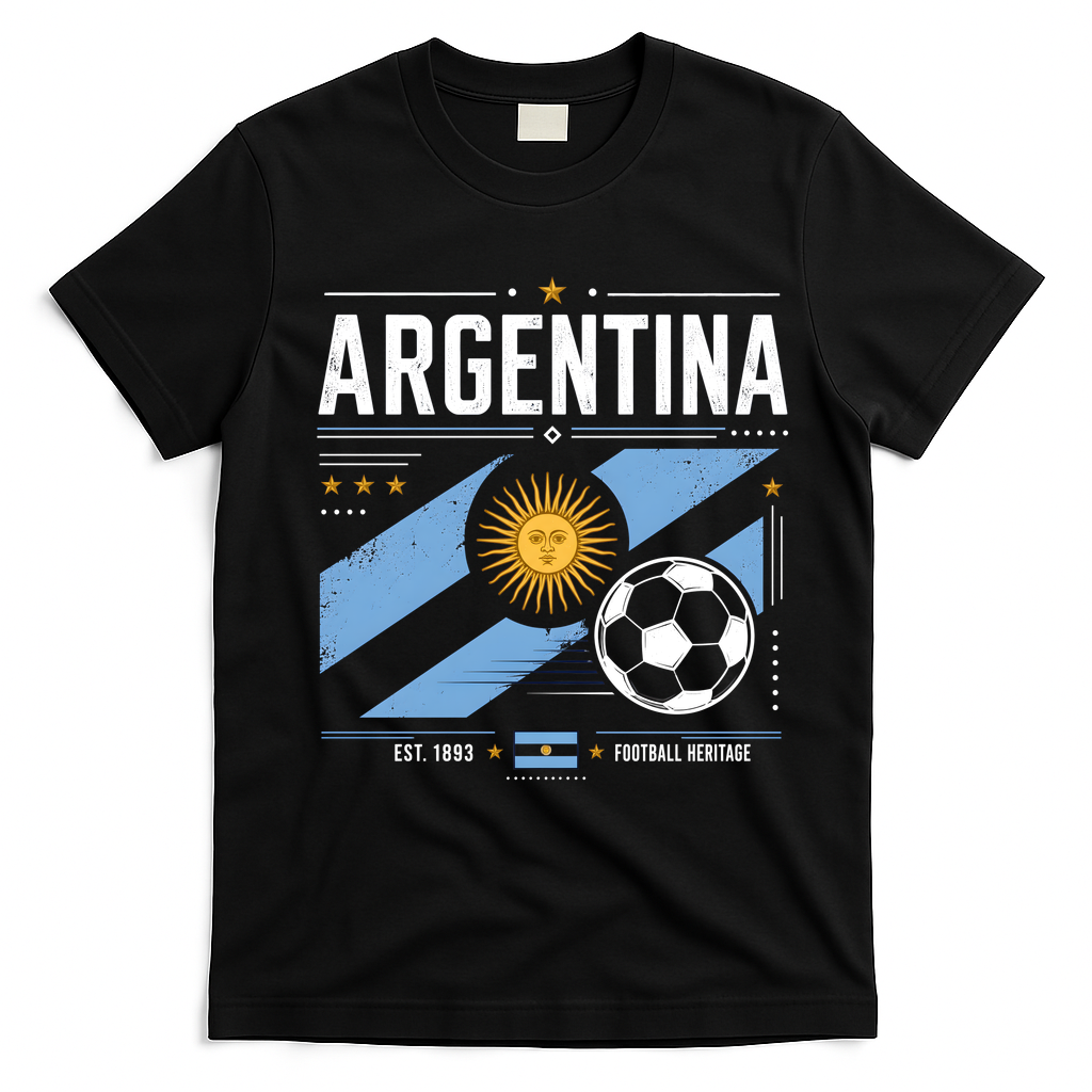Argentina Football Heritage Vintage Soccer T-Shirt - Black
