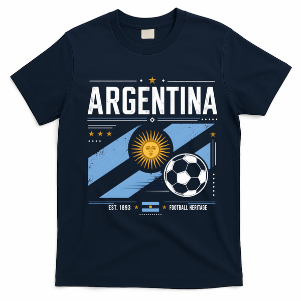 Argentina Football Heritage Vintage Soccer T-Shirt - Navy Blue