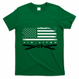 American Flag Jiu Jitsu Black Belt Ranking Bjj Jiujitsu T-Shirt - Irish Green