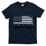 American Flag Jiu Jitsu Black Belt Ranking Bjj Jiujitsu T-Shirt - Navy Blue
