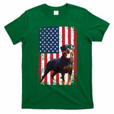 American Flag Rottweiler Dog Lover Funny 4th Of July Dog T-Shirt - Irish Green