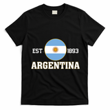 Argentina Flag Sun Emblem Soccer Fans Est 1893 T-Shirt - Black