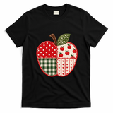 Apple Gingham Polka Dot Teacher Classroom Back To School T-Shirt - Black