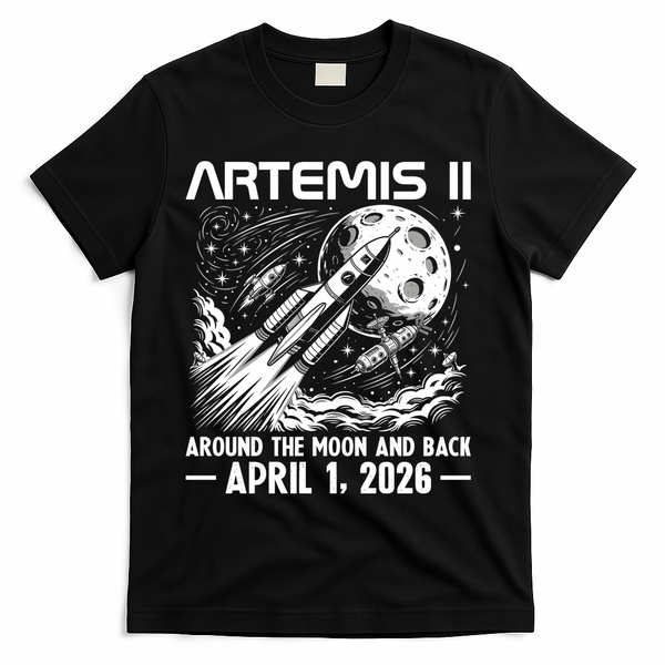 Artemis II Around The Moon And Back 2026 T-Shirt - Black