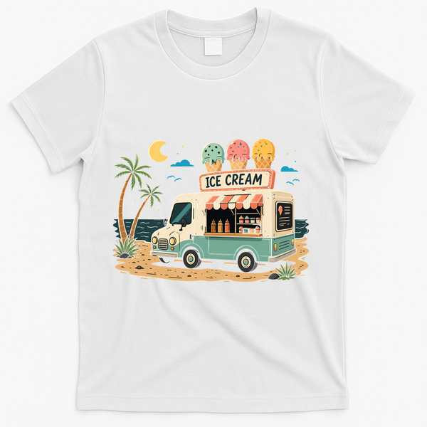 Arcade Ice Cream Truck Retro Summer 1980s T-Shirt - White