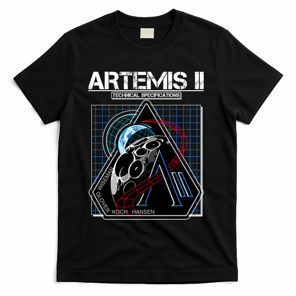 Artemis II Technical Specifications T-Shirt - Black