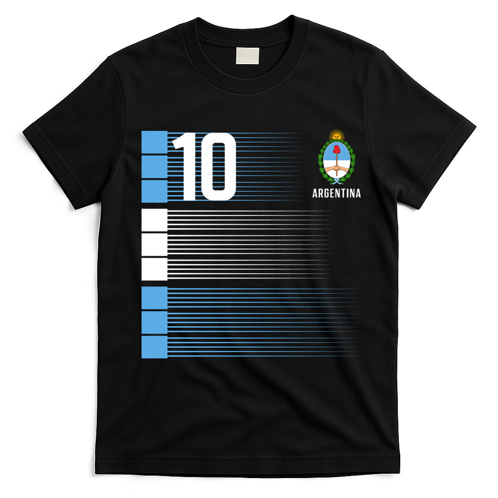 Argentina Jersey 10 Soccer World T-Shirt - Black