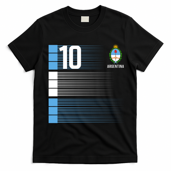 Argentina Jersey 10 Soccer World T-Shirt - Black