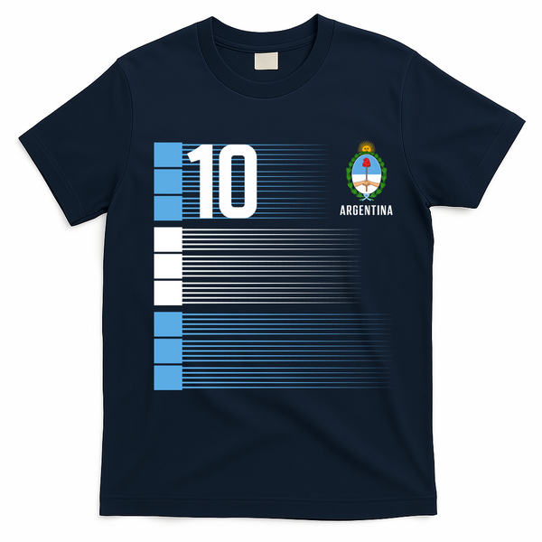Argentina Jersey 10 Soccer World T-Shirt - Navy Blue