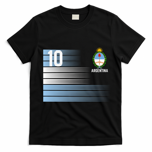 Argentina Jersey Number 10 Soccer Fan T-Shirt - Black