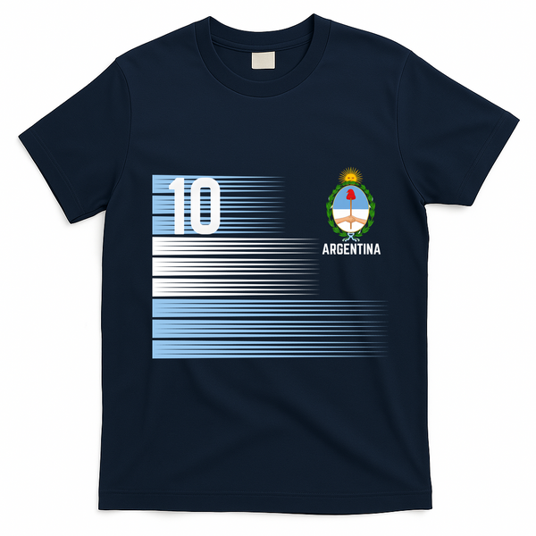 Argentina Jersey Number 10 Soccer Fan T-Shirt - Navy Blue