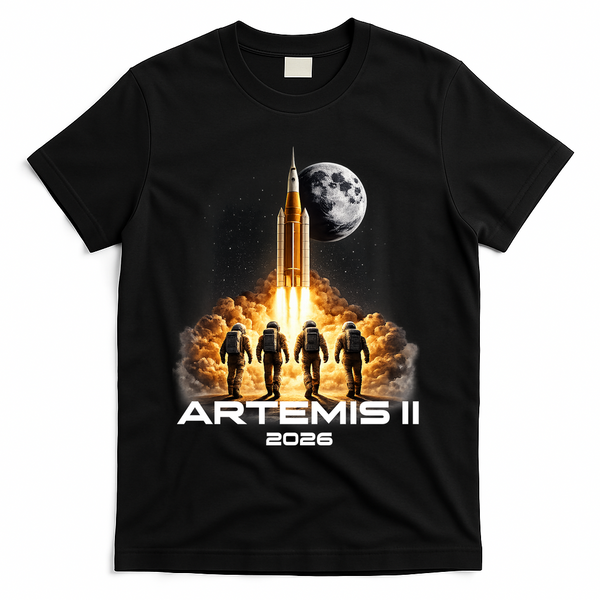 Artemis Launch To The Moon Astronaut Explorer T-Shirt - Black