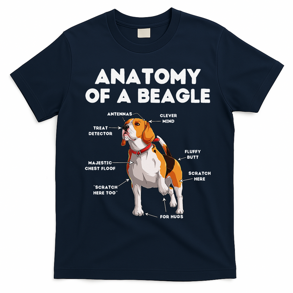 Anatomy of a Beagle Funny Beagle Dog Lover T-Shirt - Navy Blue