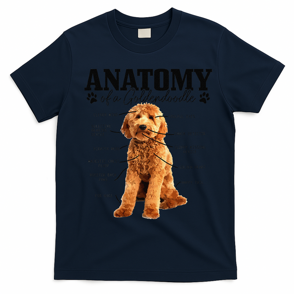 Anatomy Of A Goldendoodle Funny Cute Dog Doodle Mom Dad Gift T-Shirt - Navy Blue