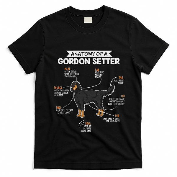 Anatomy Of A Gordon Setter Fun Dog M.A.S.T.E.RS Lady T-Shirt - Black
