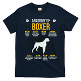 Anatomy Of Boxer Dog Lover Funny T-Shirt - Navy Blue