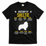 Anatomy Of Sheltie Dog Lover T-Shirt - Black