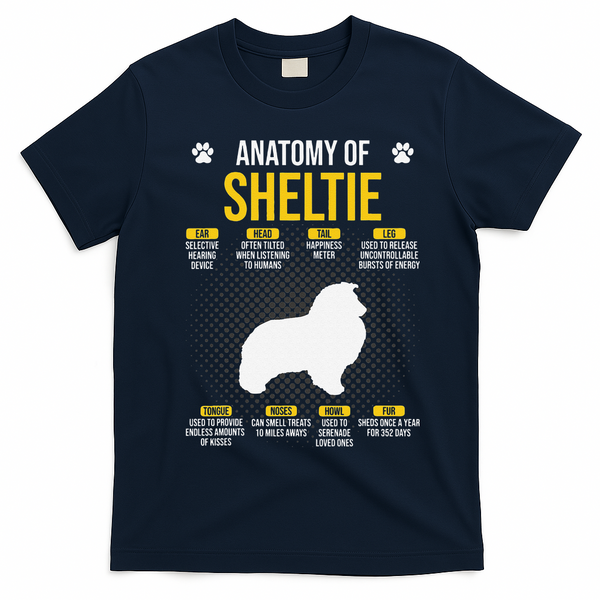 Anatomy Of Sheltie Dog Lover T-Shirt - Navy Blue