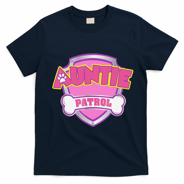 Auntie Patrol Dog Mom Dad Funny Gift Birthday Party T-Shirt - Navy Blue