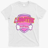Auntie Patrol Dog Mom Dad Funny Gift Birthday Party T-Shirt - White