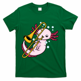 Axolotl Playing Trombone  Marching Band Trombone T-Shirt - Green