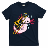 Axolotl Playing Trombone  Marching Band Trombone T-Shirt - Navy
