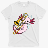 Axolotl Playing Trombone  Marching Band Trombone T-Shirt - White