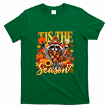 Autumn Raccoon Funny Tis The Season Fall Pumpkin T-Shirt - Irish Green
