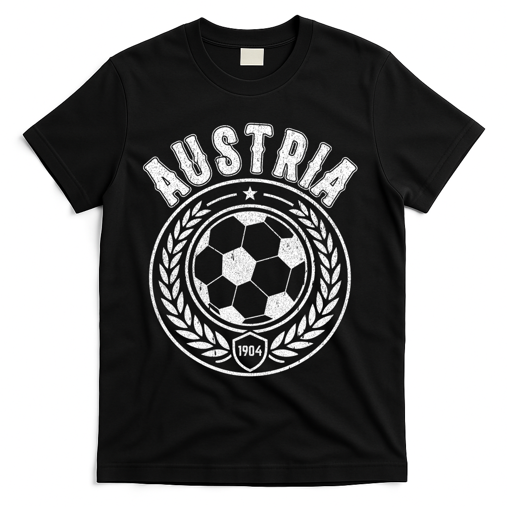 Austria Soccer Futbol Fan Country  T-Shirt - Black