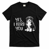 Australian Shepherd Herding Dog Funny I Herd You Mom Dad T-Shirt - Black