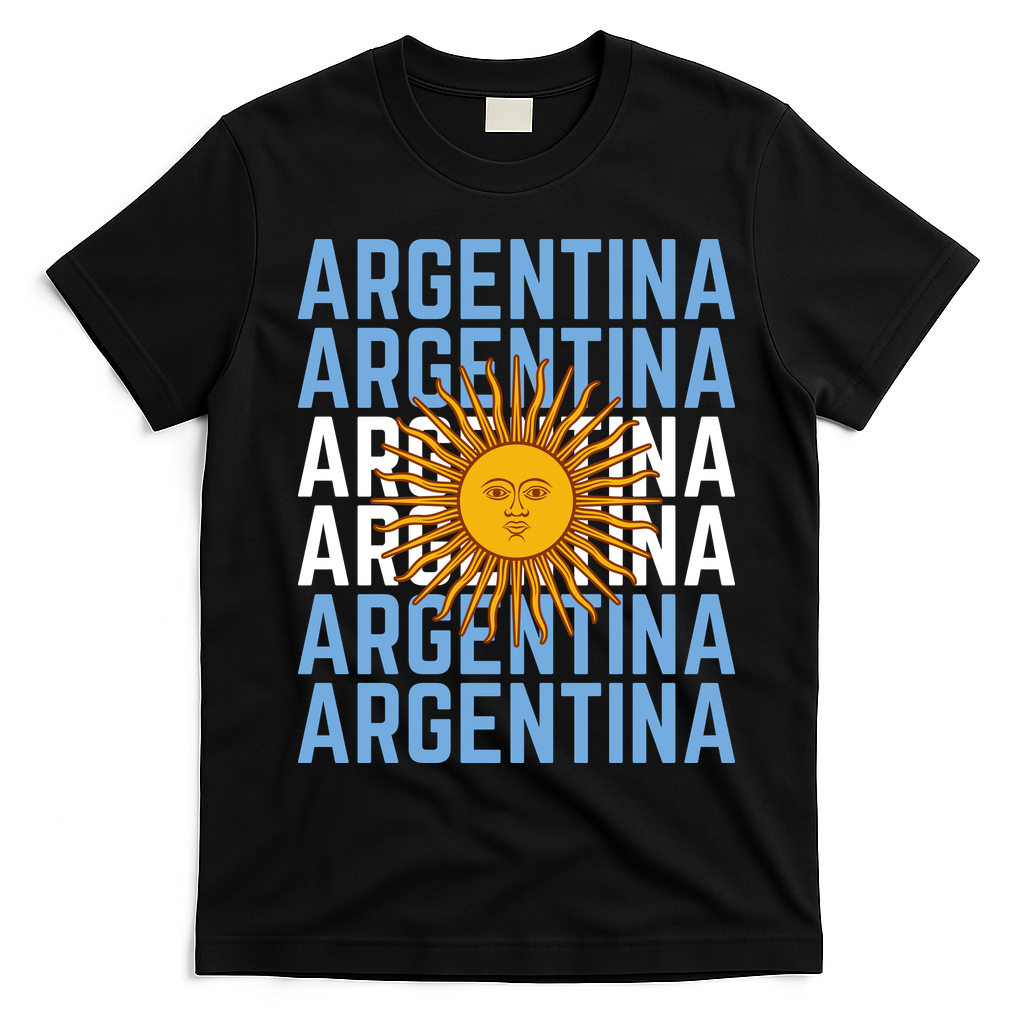 Argentina Sun Soccer Fan T-Shirt - Black