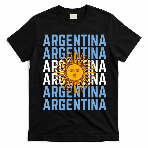 Argentina Sun Soccer Fan T-Shirt - Black