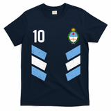 Argentina Soccer Team Jersey 10 Flag Elblem T-Shirt - Navy Blue