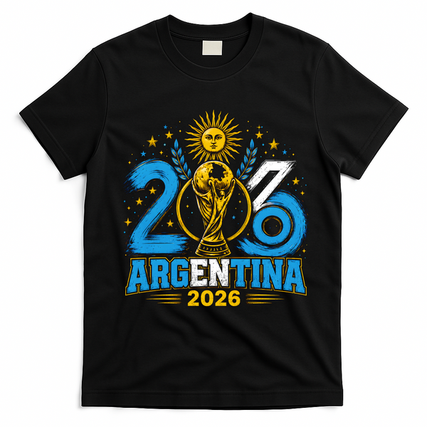 Argentina Soccer World 2026 Championship Celebration T-Shirt - Black