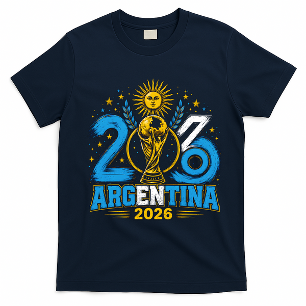 Argentina Soccer World 2026 Championship Celebration T-Shirt - Navy Blue