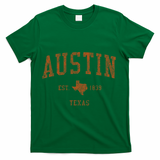 Austin Texas Tx Vintage Athletic Sports Design T-Shirt - Green