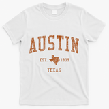 Austin Texas Tx Vintage Athletic Sports Design T-Shirt - White