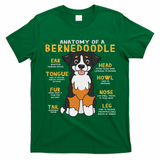 Bernedoodle Anatomy Funny Dog Mom Dad Cute Gift T-Shirt - Irish Green